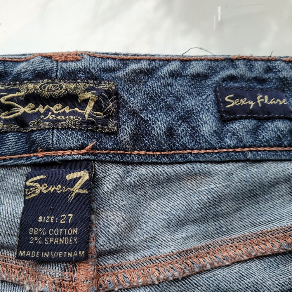 7 For All Mankind Sexy Flare Low Waist Jeans Size 27 - Picture 5 of 8